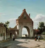 Jan Weissenbruch, TOR EINER HAFENSTADT., Signiert unten links: Jan Weissenbruch f. Öl auf Holz