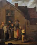 Pieter de Bloot, DIE ROMMELPOTSPIELER., Öl auf Holz