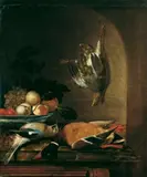 Nachfolge Jan Fyt, ZWEI JAGDSTILLLEBEN MIT FRÜCHTEN UND ERLEGTEM WILD., Öl auf Leinwand (doubliert). Je