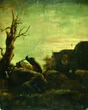 Dutch School, LANDSCHAFT MIT BAUERN.