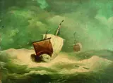 Andreas Achenbach, SCHIFFE AUF STÜRMISCHER SEE.