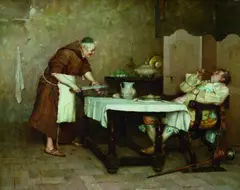 Giuseppe Bortignoni Ii., MÖNCH UND EDELMANN., Signiert unten links: G. Bortignoni. Öl auf Leinwand