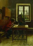 Johannes Lodewijk (Jan) Moerman, GASTHAUSSZENE., Signiert und datiert unten rechts: Moerman 96. Öl auf Holz