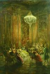 Berta Schlageter, KONZERT IN EINEM SCHLOSSSAAL., Signiert unten rechts: Berta Schlageter München. Öl auf Leinwand