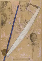 Günter Brus, WER NICHT FÜHLEN WILL, MUSS DENKEN, Gouache, Pastell, Farbkreide und Graphit auf braunem dünnen Packpapier