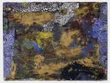 Michael Buthe, OHNE TITEL (MALLORCA), Acryl, Farbkreide, Goldbronze u.a. mit Staniolpapier collagiert auf festem Bütten