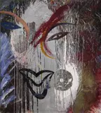 Michael Buthe, KOPF, Öl und Silberfarbe auf Leinwand