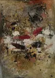 Nr. 61/AG2 by Rolf Cavael, Öl mit Steinen collagiert auf Papier auf Karton, sold Nov 2007