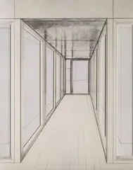 Christo, CORRIDOR STORE FRONT, PROJECT, 2-teilige Serigraphie und Offsetlithographie, aufklappbar, das vordere Blatt ausgestanzt und auf Plexiglas aufgezogen, das hintere Blatt auf Holztafel