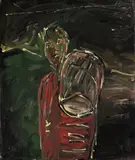 Walter Dahn, DER KOPF, Öl auf Nessel