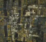 VORSTADT by Karl Fred Dahmen, Öl, partiell geschabt, auf Leinwand, sold Nov 2007