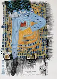 IN GAMBA by Friedensreich Hundertwasser, Farbserigraphie und Metallprägung auf dünnem Karton, sold Nov 2007