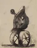 Markus Lüpertz, OHNE TITEL, Pastell und Bleistift auf Zeichenpapier mit perforiertem oberen Rand