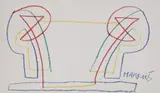 Markus Lüpertz, OHNE TITEL (DITHYRAMBISCH), Wachskreide auf gefaltetem Karton
