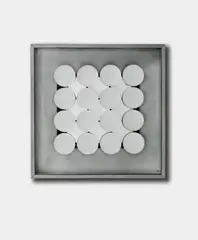VIRTUELLES BILD by Adolf Luther, Spiegelobjekt aus 16 konkav gewölbten Rundspiegeln, jeweils Durchmesser ????? ca. 10 cm, vor 9 konkav gewölbten Rundspie, sold Nov 2007