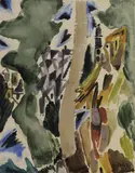 OHNE TITEL by Ernst Wilhelm Nay, Aquarell und Gouache auf chamoisfarbenem Zeichenkarton, sold Nov 2007