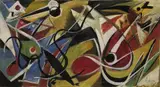 OHNE TITEL by Ernst Wilhelm Nay, Gouache auf Papier auf Karton, sold Nov 2007