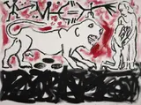 COLOSSEUM by A. R. Penck, Acryl und Siebdruck auf Leinwand, sold Nov 2007