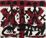 OHNE TITEL (DREI VON VIELEN) by A. R. Penck, Acryl und Siebdruck auf Leinwand, sold Nov 2007