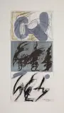 Dieter Roth und Arnulf Rainer, Tripel=Blatt, Gouache, Farbkreide, Kohle und Graphit auf unterschiedlichen, teils übereinander montierten Papieren