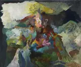 Bernard Schultze, Faustische Landschaft, Öl auf Leinwand