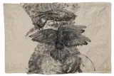 Kiki Smith, OHNE TITEL (WOMAN WITH BIRD), Collage aus Japanpapier und Tusche auf Japanpapier ca