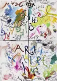 Jean Tinguely, OHNE TITEL, Acryl, Gouache, Farbkreide, Filzschreiber und Graphit mit Papier collagiert auf gefaltetem Karton