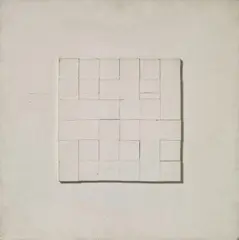 6 x 6 by Herman de Vries, Weiß gefasstes Holzrelief, sold Nov 2007