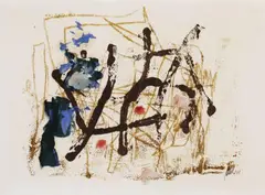 OHNE TITEL by Fritz Winter, Öl und Farbkreide auf chamoisfarbenem Papier, sold Nov 2007