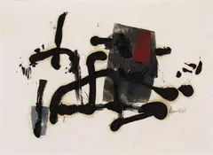 OHNE TITEL by Fritz Winter, Öl auf chamoisfarbenem Papier, sold Nov 2007