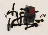 Fritz Winter, OHNE TITEL, Öl auf chamoisfarbenem Papier