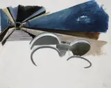 Amelie von Wulffen, OHNE TITEL (SKYLOBBY, WETTBEWERB BUNDESKANZLERAMT), Dispersion, Gouache, Tusche und Bleistift sowie Farbphotographien und Papier collagiert auf Halbkarton