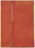 Max Ackermann, Ohne Titel (Kraftfeld Orange), Pastell auf Büttenpapier mit perforiertem Seitenrand