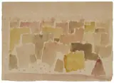 Häuser der Oase am Morgen by Eduard Bargheer, Aquarell auf handgeschöpftem Papier, sold Nov 2007