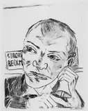 Max Beckmann, Der Ausrufer (Selbstbildnis), Original-Radierung (Kaltnadel) auf Velin