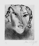 Marc Chagall, Selbstbildnis mit Haus im Gesicht, Original-Radierung (Ätzung und Kaltnadel) auf handgeschöpftem Velin