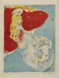 Marc Chagall, Abdullah discovered before him and on his right and left mountains of water and solaced himself by gazing thereon and on the various sort of fish, Original-Farblithographie auf Bütten