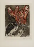 Marc Chagall, Sarah und die Engel, Original-Farblithographie auf Arches-Velin