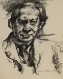 Lovis Corinth, Bildnis Arno Holz, Schwarze Lithokreide auf glattem Papier