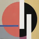 Walter Dexel, Mit zwei weißen Senkrechten, Tempera und schwarze Tusche über Bleistift auf festem elfenbeinfarbenen Karton