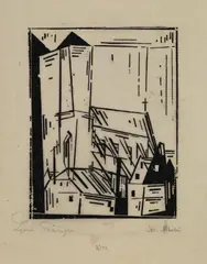 St. Nikolai by Lyonel Feininger, Original-Holzschnitt auf sehr dünnem gelblichen Japan, sold Nov 2007