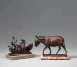 Sich wälzender Esel by August Gaul, Bronzeplastik. Höhe 8,5 cm, auf grauem Marmosockel, sold Nov 2007