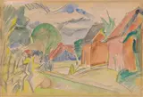 Dorfstraße by Erich Heckel, Aquarell über Graphitstiftvorzeichnung auf elfenbeinfarbenem leicht genarbten Aquarellpapier, sold Nov 2007