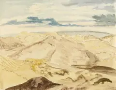 Düne by Erich Heckel, Aquarell und Farbkreidezeichnung über Bleistiftvorzeichnung auf elfenbeinfarbenem Bütten, sold Nov 2007