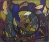 Adolf Hölzel, Komposition mit Kreisbildung, Pastell auf Velours-Papier
