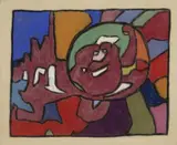 Adolf Hölzel, Abstrakte Komposition mit Kreisform, Pastell auf chamoisfarbenem Velourspapier