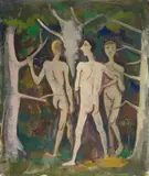 Drei Akte im Walde by Karl Hofer, Öl auf Karton, sold Nov 2007