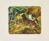 Berghaus by Ernst Ludwig Kirchner, Original-Farblithographie in Orange, Gelb, Violett, Hell- und Dunkelgrün auf Japanbütten, sold Nov 2007