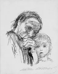 Mutter und Kind by Käthe Kollwitz, Original-Lithographie auf Japan, sold Nov 2007