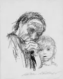 Mutter und Kind by Käthe Kollwitz, Original-Lithographie auf Japan, sold Nov 2007